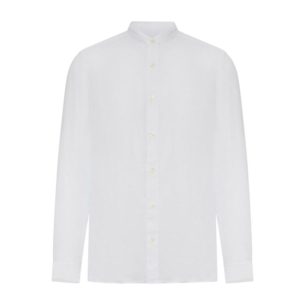 120% Lino Men Linen Shirt With Mandarin Collar
